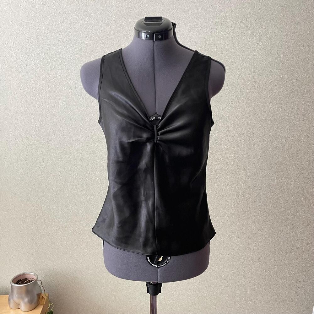 90s vintage black satin tank top classic minimalist | size S